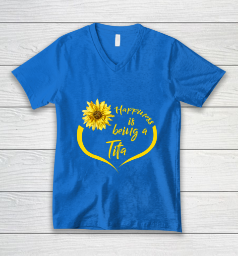 Womens Tita Gift Happiness Is Being A Tita V-Neck T-Shirt 5
