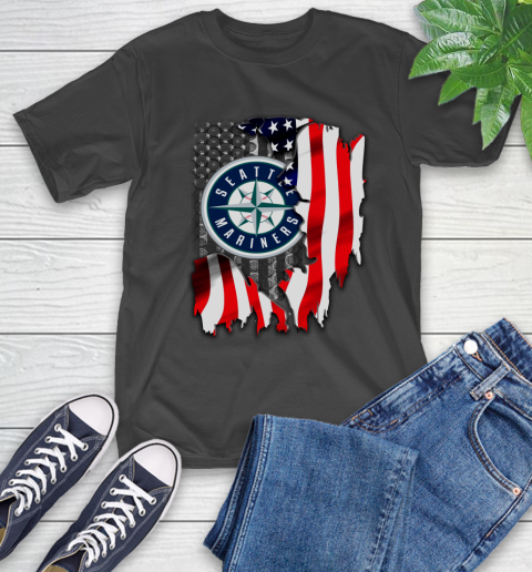 Seattle Mariners MLB Baseball American Flag T-Shirt