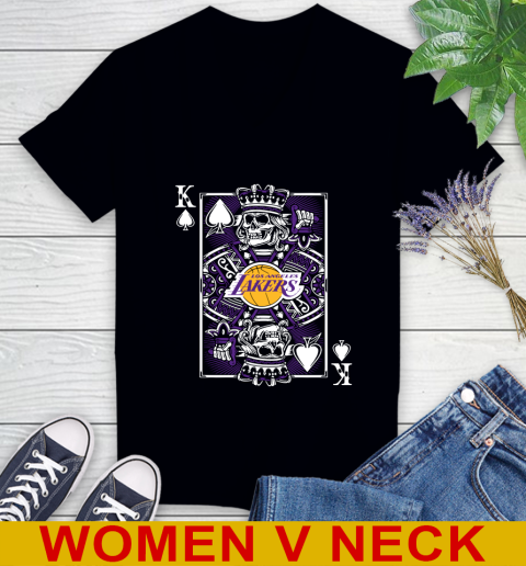 Los Angeles Lakers NBA Basketball The King Of Spades Death Cards Shirt Women's V-Neck T-Shirt