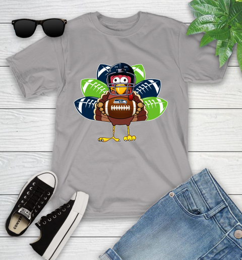 Seattle Seahawks Turkey Thanksgiving Day Youth T-Shirt 4