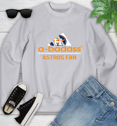 MLB A Badass Houston Astros Fan Adidas Baseball Sports Youth Sweatshirt 3