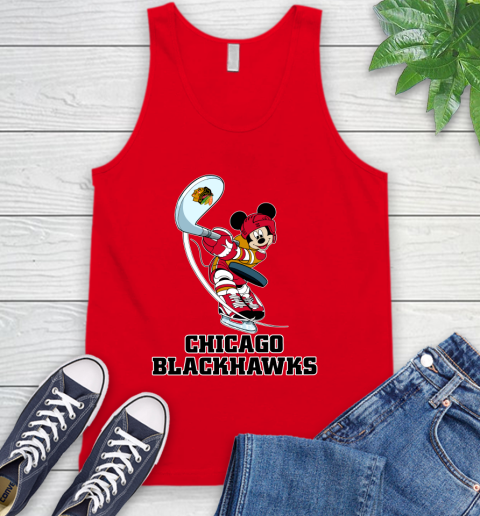 NHL Hockey Chicago Blackhawks Cheerful Mickey Mouse Shirt Tank Top 6