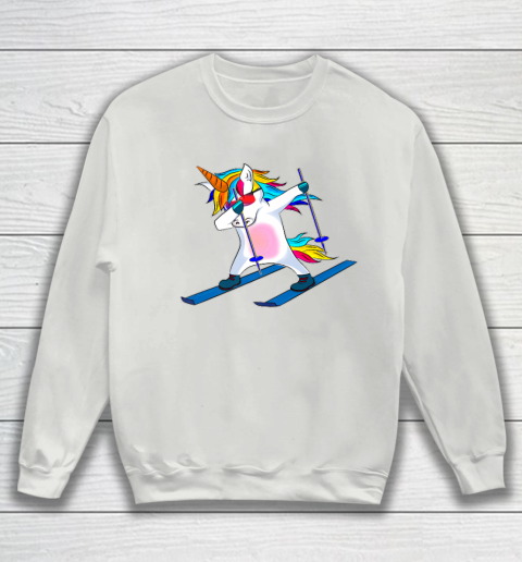 Skiing Unicorn Dabbing Funny Gift Sweatshirt 5