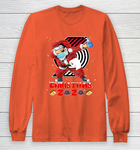 Portland Trail Blazers Funny Santa Claus Dabbing Christmas 2020 NBA Long Sleeve T-Shirt 3