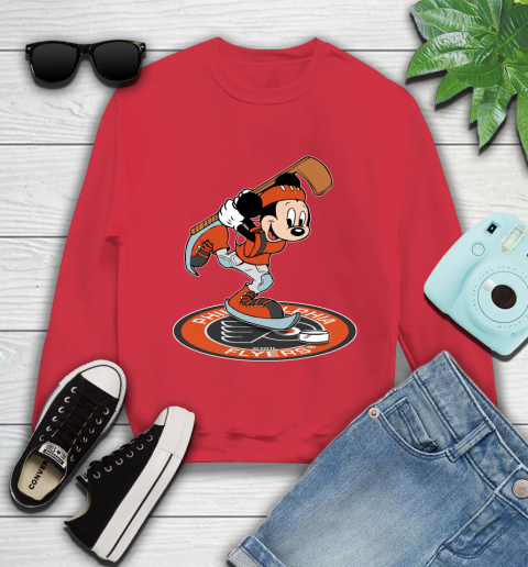 NHL Hockey Philadelphia Flyers Cheerful Mickey Disney Shirt Youth Sweatshirt 8