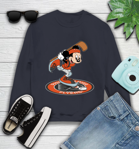 NHL Hockey Philadelphia Flyers Cheerful Mickey Disney Shirt Youth Sweatshirt 3