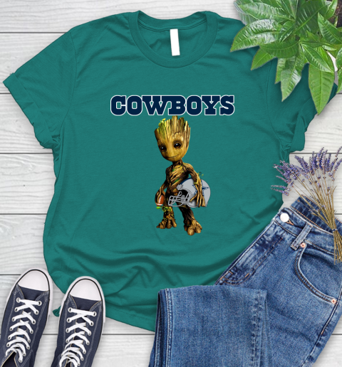 Dallas Cowboys NFL Football Groot Marvel Guardians Of The Galaxy Women's T-Shirt 12