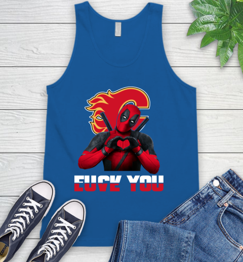 NHL Calgary Flames Deadpool Love You Fuck You Hockey Sports Tank Top 4