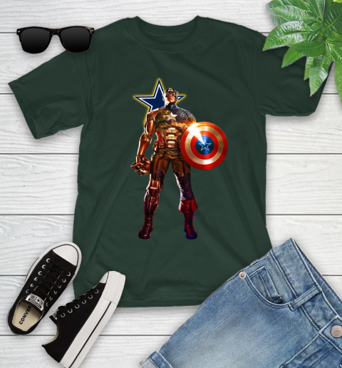 NFL Captain America Marvel Avengers Endgame Football Sports Dallas Cowboys Youth T-Shirt 5