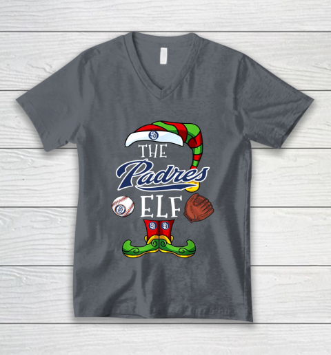 San Diego Padres Christmas ELF Funny MLB V-Neck T-Shirt 4