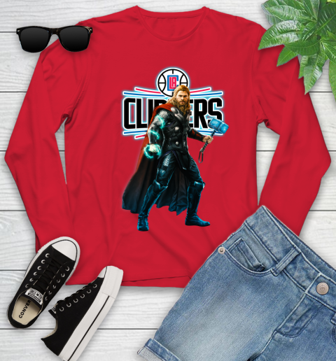 NBA Thor Avengers Endgame Basketball Los Angeles Clippers Youth Long Sleeve 11