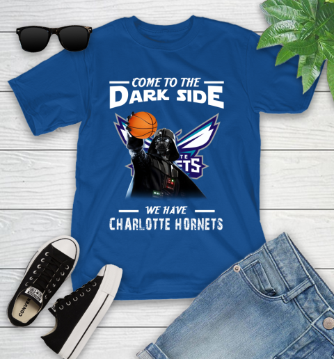NBA Come To The Dark Side We Have Charlotte Hornets Star Wars Darth Vader Basketball Youth T-Shirt 12