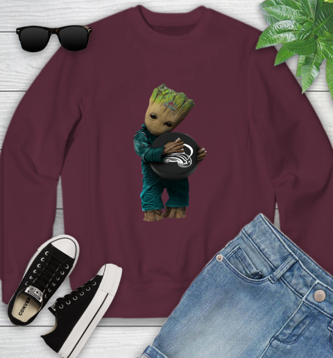NHL Groot Guardians Of The Galaxy Hockey Sports Colorado Avalanche Youth Sweatshirt 5