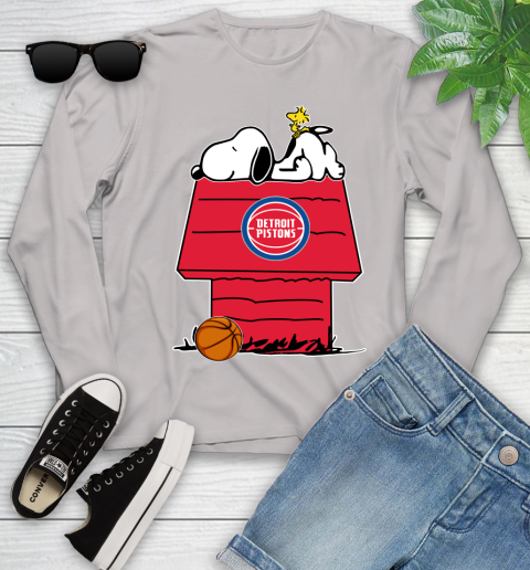 Detroit Pistons NBA Basketball Snoopy Woodstock The Peanuts Movie Youth Long Sleeve 12
