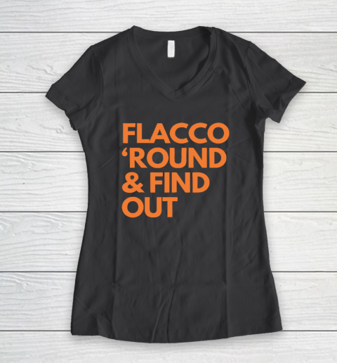 Flacco 'Round And Find Out Women's V-Neck T-Shirt 4