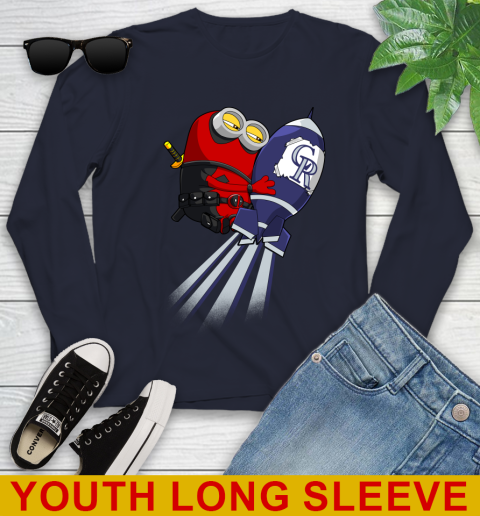 MLB Baseball Colorado Rockies Deadpool Minion Marvel Shirt Youth Long Sleeve 3 MLB Baseball Colorado Rockies Deadpool Minion Marvel Shirt Youth Long Sleeve - Image 3