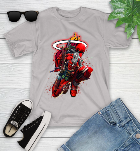 NBA Deadpool Marvel Comics Sports Basketball Miami Heat Youth T-Shirt 12