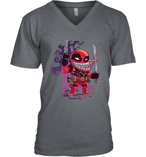 bzmd venompool deadpool x venom mashup shirts v neck unisex 8 front dark heather
