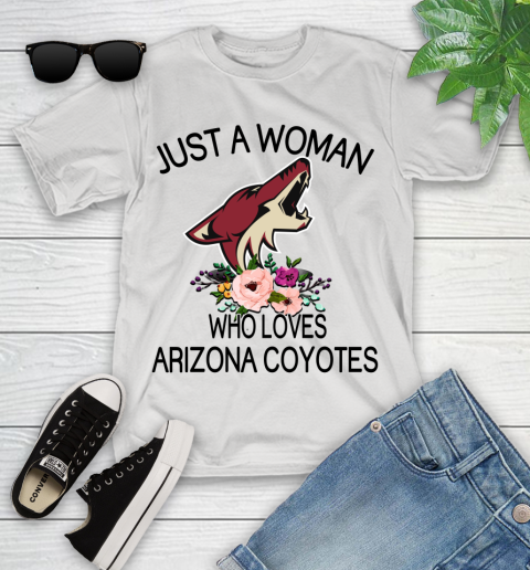 NHL Just A Woman Who Loves Arizona Coyotes Hockey Sports Youth T-Shirt