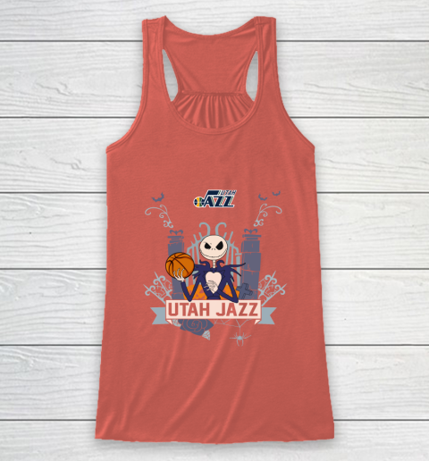 NBA Utah Jazz Basketball Jack Skellington Halloween Racerback Tank 3