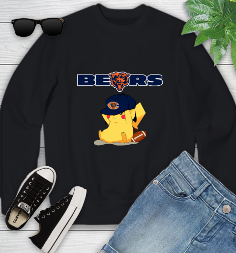 NFL Pikachu Football Sports Chicago Bears Youth Sweatshirt 2