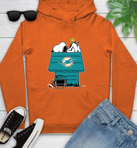 Miami Dolphins NFL Football Snoopy Woodstock The Peanuts Movie Youth Hoodie 5