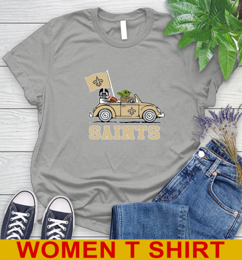 NFL Football New Orleans Saints Darth Vader Baby Yoda Driving Star Wars Shirt Women's T-Shirt 11