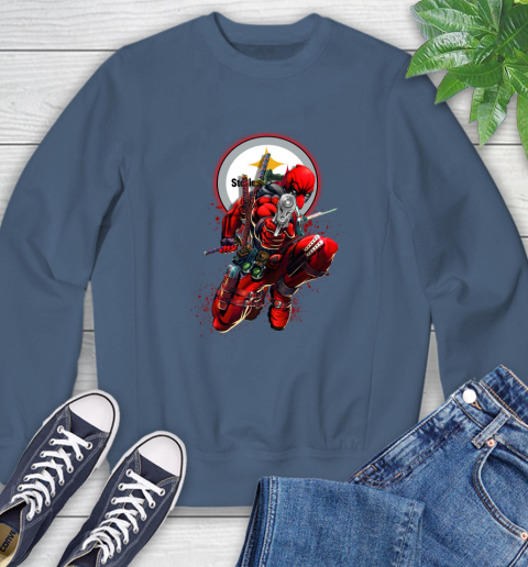 NFL Deadpool Marvel Comics Sports Football Pittsburgh Steelers Sweatshirt 7