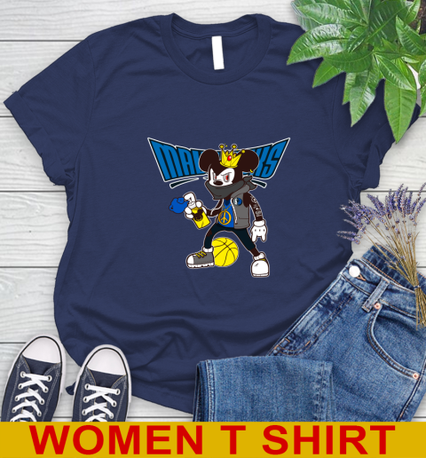 Dallas Mavericks NBA Basketball Mickey Peace Sign Sports Women's T-Shirt 12