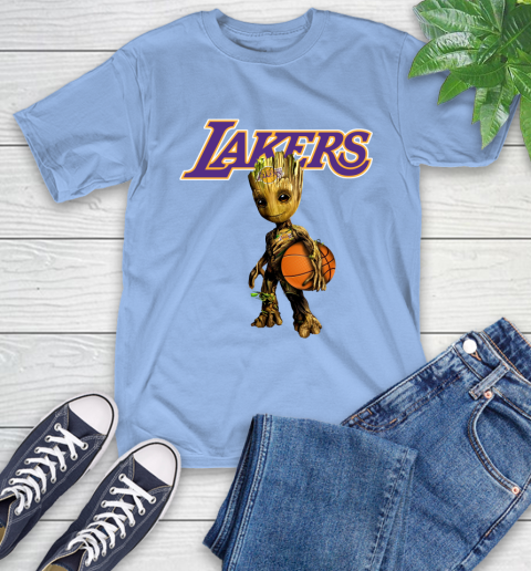 Los Angeles Lakers NBA Basketball Groot Marvel Guardians Of The Galaxy T-Shirt 11