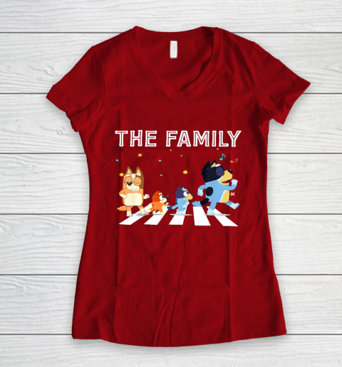 The Heeler Family Bluey Dad Mom For Lover Women's V-Neck T-Shirt 8