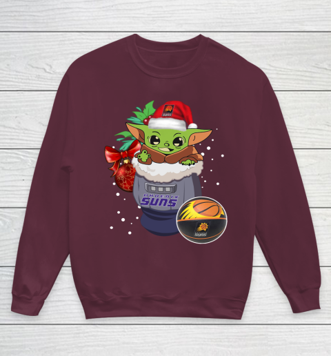 Phoenix Suns Christmas Baby Yoda Star Wars Funny Happy NBA Youth Sweatshirt 5
