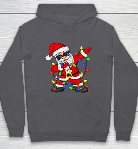 Dabbing Santa Claus Christmas Tree Lights Boys Kids Dab Xmas Hoodie
