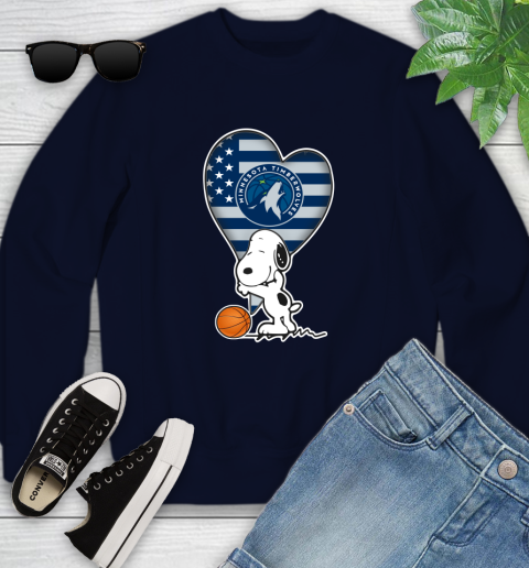 Minnesota Timberwolves NBA Basketball The Peanuts Movie Adorable Snoopy Youth Sweatshirt 3