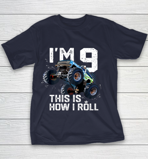 Kids I'm 9 This is How I Roll Monster Truck 9th Birthday Boy Gift 9 Year Old Youth T-Shirt 2