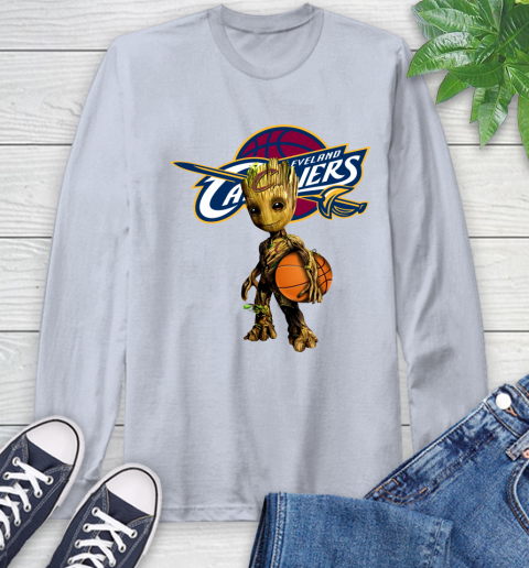 Cleveland Cavaliers NBA Basketball Groot Marvel Guardians Of The Galaxy Long Sleeve T-Shirt 6