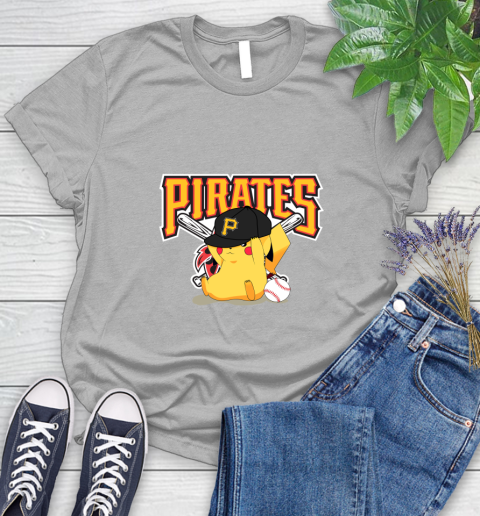 MLB Pikachu Baseball Sports Pittsburgh Pirates Women's T-Shirt 5