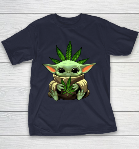 Baby Yoda Hug Marijuana Canabis Youth T-Shirt 3