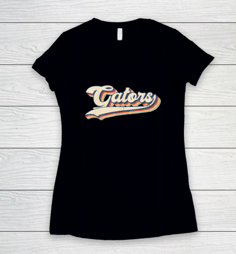 Gators Sports Name Vintage Retro Women's V-Neck T-Shirt