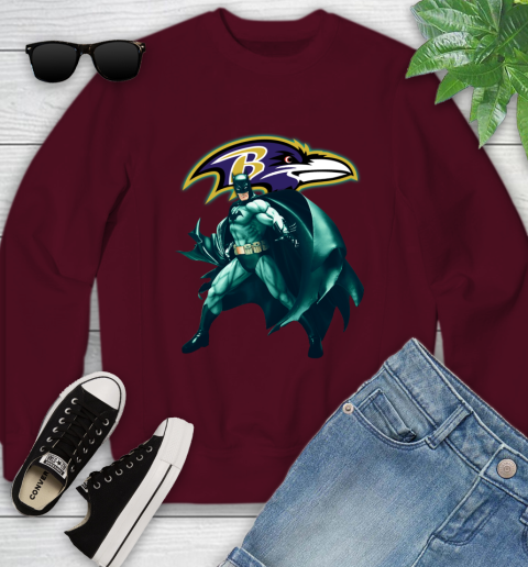 NFL Batman Football Sports Baltimore Ravens Youth Sweatshirt 5