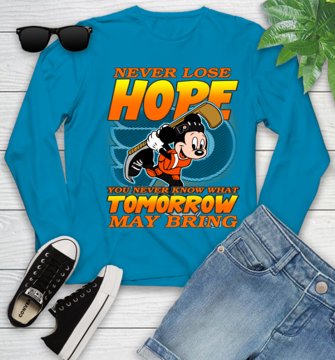 Philadelphia Flyers NHL Hockey ootball Mickey Disney Never Lose Hope Youth Long Sleeve 8