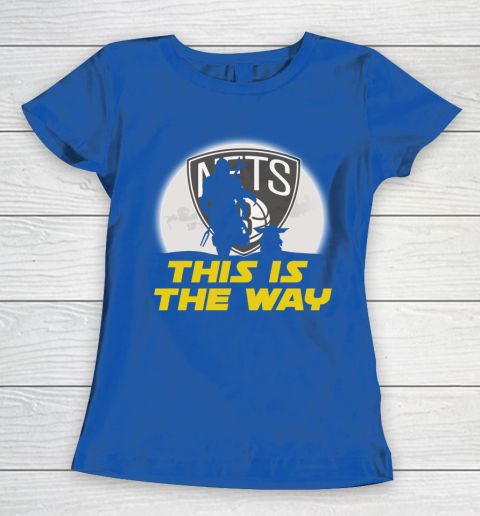 Brooklyn Nets NBA Basketball Star Wars Yoda And Mandalorian This Is The Way Women's T-Shirt 8