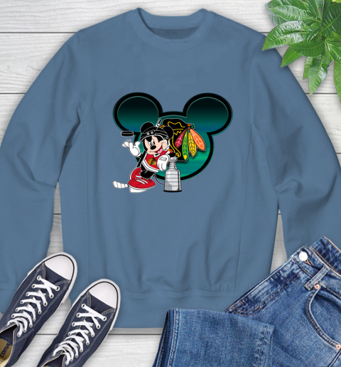 NHL Chicago Blackhawks Stanley Cup Mickey Mouse Disney Hockey T Shirt Sweatshirt 7