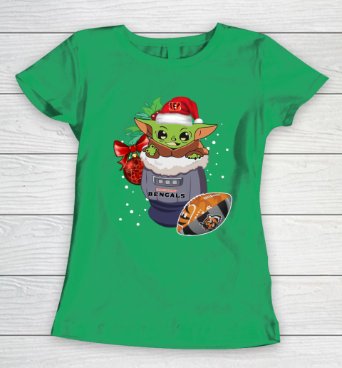 Cincinnati Bengals Christmas Baby Yoda Star Wars Funny Happy NFL Women's T-Shirt
