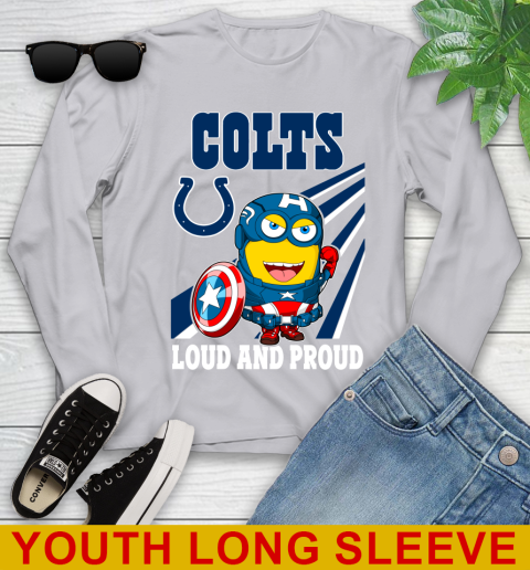 NFL Football Indianapolis Colts Captain America Marvel Avengers Minion Shirt Youth Long Sleeve 5
