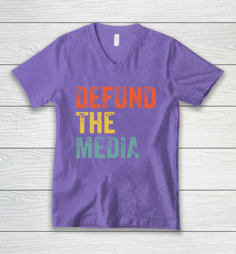 Defund The Media Retro Vintage V-Neck T-Shirt 9