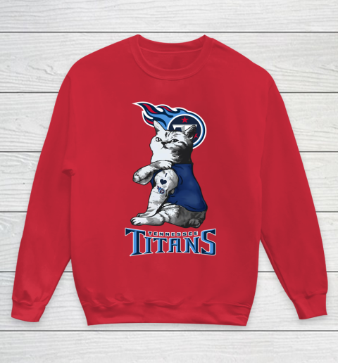 NFL Football My Cat Loves Tennessee Titans Youth Sweatshirt 7