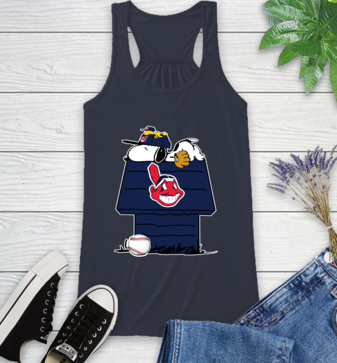 MLB Cleveland Indians Snoopy Woodstock The Peanuts Movie Baseball T Shirt Racerback Tank 12