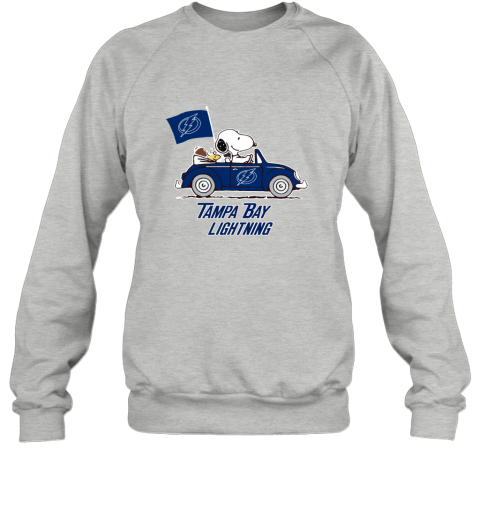 Snoopy And Woodstock Ride The Tampa Bay Lightnings Car pt44 snoopy and woodstock ride the tampa bay lightnings car sweatshirt 35 front sport grey