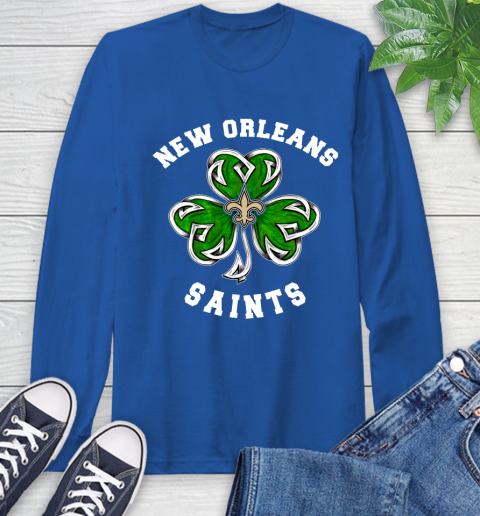 NFL New Orleans Saints Three Leaf Clover St Patrick's Day Football Sports Long Sleeve T-Shirt 10